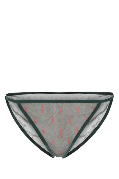 Shop Saint Laurent Monogram Sheer Panties In Green