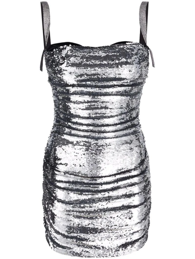 Shop Dolce & Gabbana Silver Sequin Short Dress