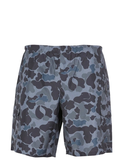 Shop Palm Angels Logo Patch Camouflage Printed Swim Shorts In Multi