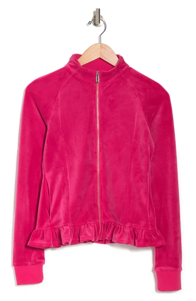 Shop Juicy Couture Funnel Neck Peplum Hem Jacket In Vixen Pink