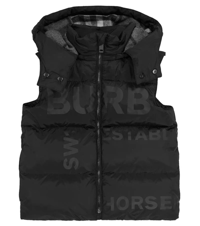 Shop Burberry Logo-printed Puffer Vest In Black