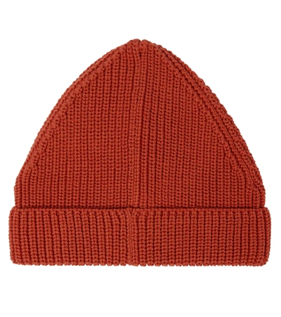 Shop Gucci Ribbed-knit Cotton Beanie In Sienna