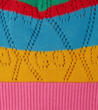 Shop Gucci Gg Pointelle Cotton Beanie In Multicolor