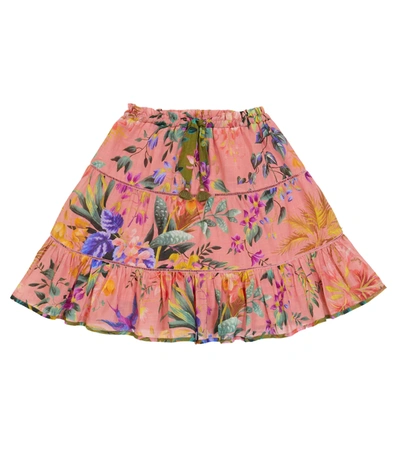 Shop Zimmermann Tropicana Printed Cotton Skirt In Coral Floral