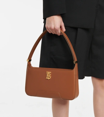 Burberry Medium Tb Monogram Leather Shoulder Bag In Brown | ModeSens