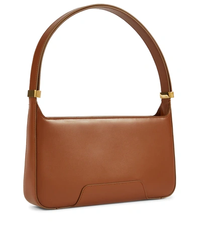 Shop Burberry Tb Leather Shoulder Bag In Warm Tan