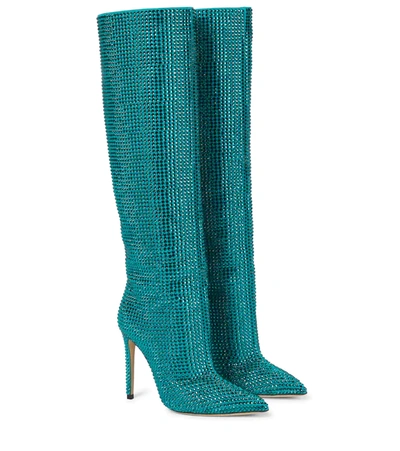 Shop Paris Texas Holly Embellished Knee-high Boots In Lagoon Crystal