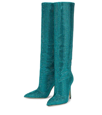 Shop Paris Texas Holly Embellished Knee-high Boots In Lagoon Crystal
