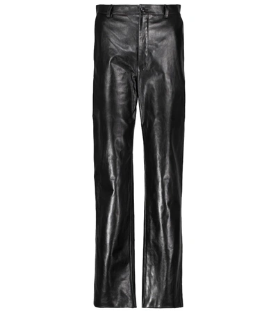 Shop Gucci High-rise Leather Straight Pants In Black