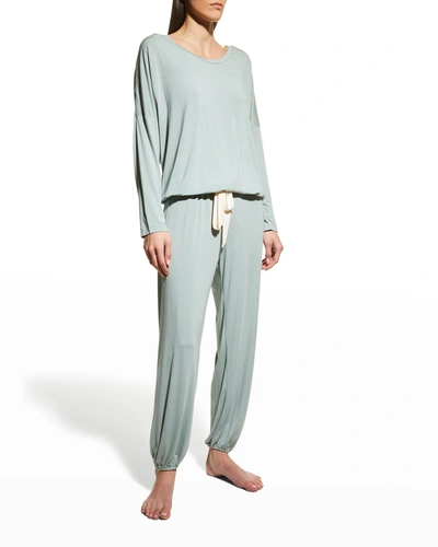 Shop Eberjey Gisele Slouchy Pajama Set In Willow Greenbone