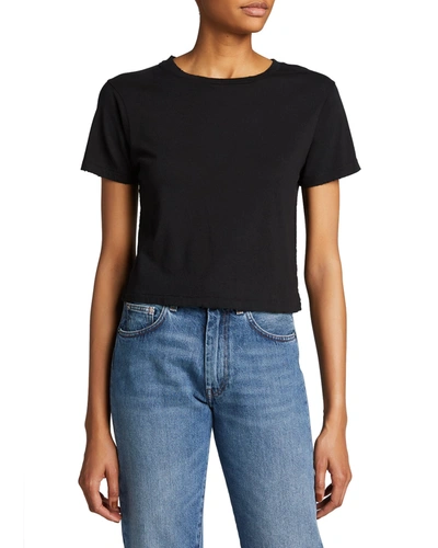 Shop Amo Denim Babe Cropped Crewneck Tee In Black