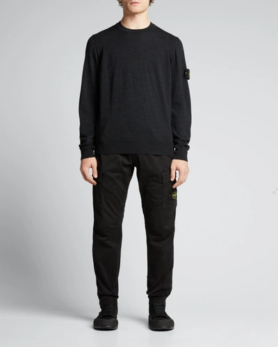 Shop Stone Island Men's Logo-patch Crew Sweater In Charcoal