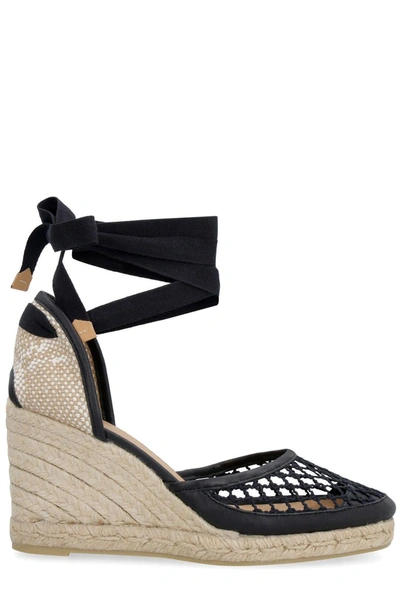 Shop Castaã±er Castañer Carola Jute Wedge Pumps In Black