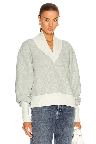 Shop Agolde Klara Extended V Neck Sweatshirt In Grey Heather