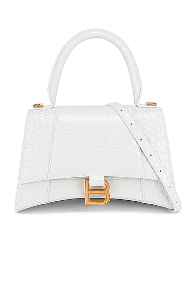 Balenciaga Borsetta Hourglass Xs Con Lavorazione Coccodrillo Da Donna In Bianco In White