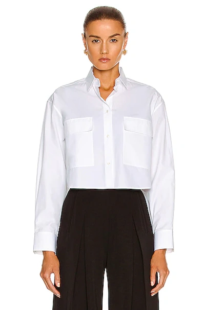 Shop Alaïa Cotton Poplin Long Sleeve Top In Blanc