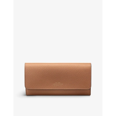 Shop Smythson Panama Large Leather Coin Purse In Light Rosewood
