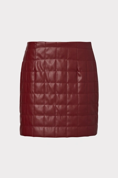 Shop Milly Sonia Vegan Leather Quilted Skirt In Wine
