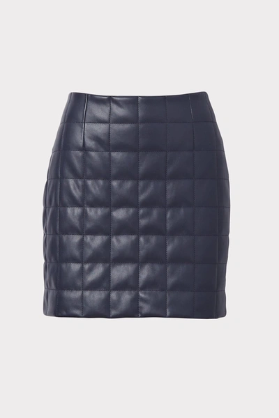 Shop Milly Sonia Vegan Leather Quilted Skirt In Navy