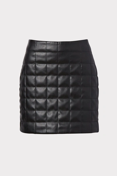 Shop Milly Sonia Vegan Leather Quilted Skirt In Black