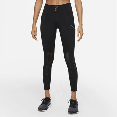 Shop Nike Dri-fit Run Division Epic Luxe Women's Mid-rise 7/8 Pocket Running Leggings In Black,black,black