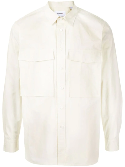 Shop Ports V Chest-pockets Long-sleeve Shirt In Nude