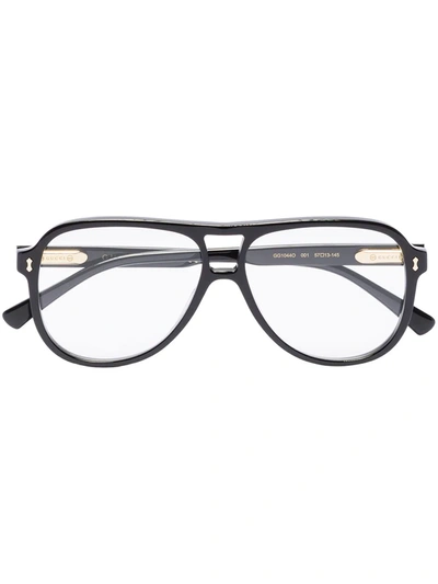 Shop Gucci Pilot Frame Glasses In Black