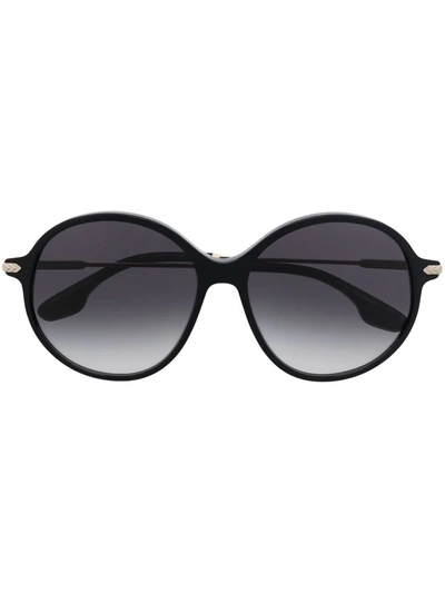 Shop Victoria Beckham Oversize Rounded Logo Sunglasses In Schwarz