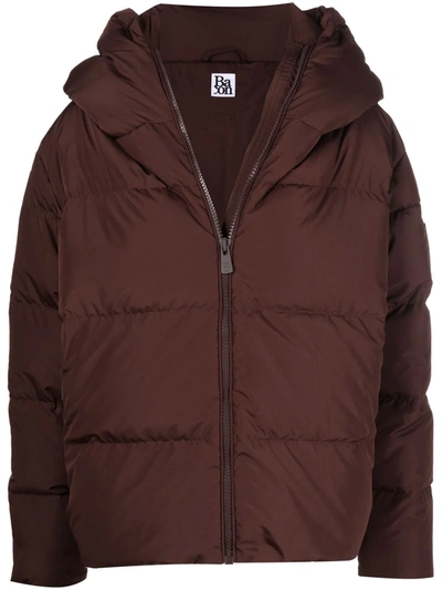 Shop Bacon Logo-patch Feather-down Padded Puffer Jacket In Braun