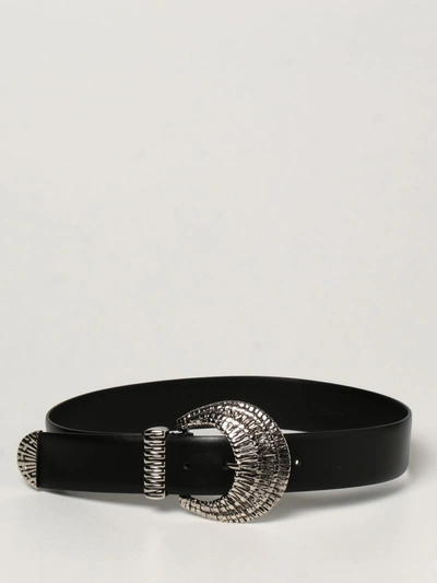 Shop Alberta Ferretti Leather Belt With Maxi Buckle In Schwarz