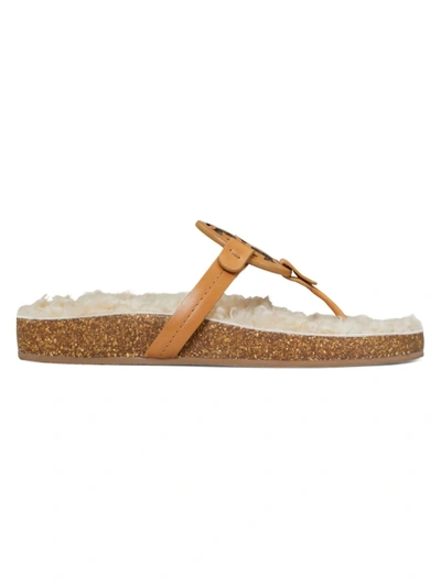 Shop Tory Burch Miller Cloud Shearling Sandals In Perfect Black