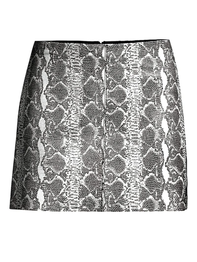 Shop Alice And Olivia Elana Snakeskin Leather Mini Skirt In Black White