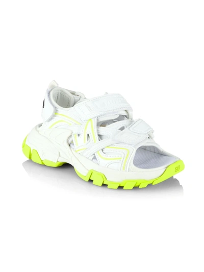 Shop Balenciaga Little Kid's Track Double Touch-strap Sandals In White
