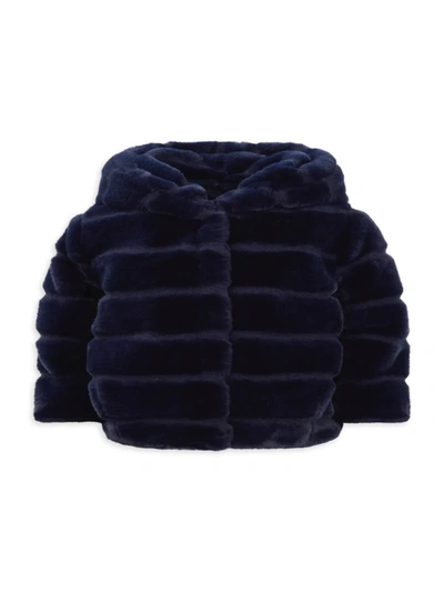 Shop Apparis Little Girl's & Girl's Goldie Faux Fur Jacket In Navy Blue