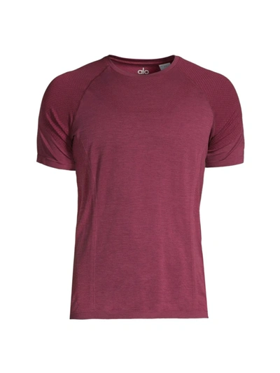 Shop Alo Yoga Men's Amplify Seamless T-shirt In Varsity Cardinal