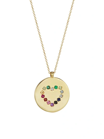 Shop Saks Fifth Avenue Women's 14k Yellow Gold & Multi-stone Heart Medallion Necklace