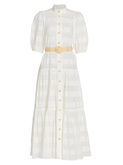 Shop Zimmermann Women's Striped Midi Dress In Ivory