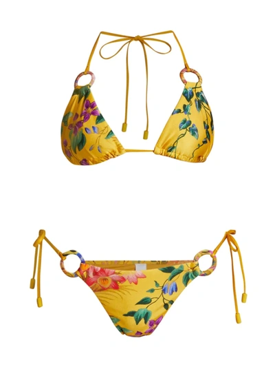 Shop Zimmermann Tropicana Ring Bikini Set In Mango Floral
