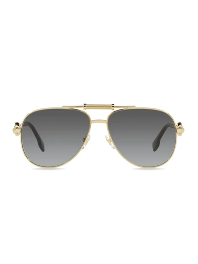 Shop Versace Men's Gradient Aviator Sunglasses In Pale Gold