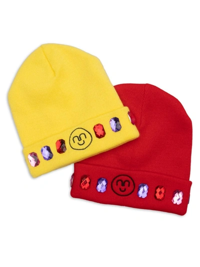Shop Super Smalls Girl's 2-pack Embellished Snowball Fight Beanie In Neutral