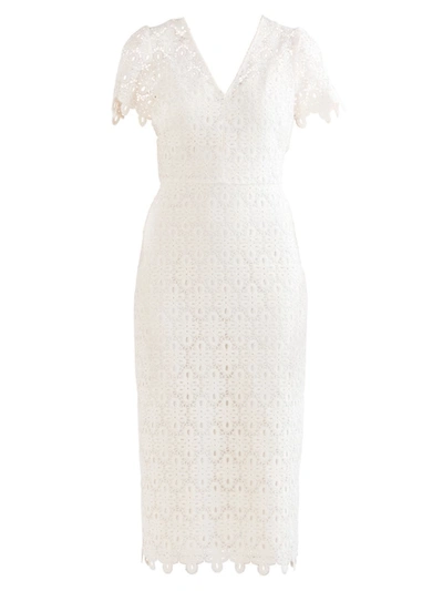 Shop Shoshanna Women's Winston Motif Lace Dress In Winter White