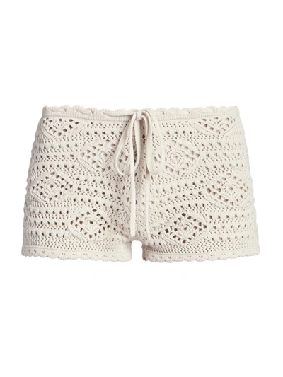 Shop Saint Laurent Crochet Wool Shorts In Natirel