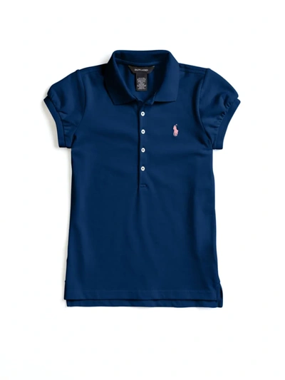 Shop Polo Ralph Lauren Little Girl's & Girl's Stretch Cotton Polo Shirt In Navy