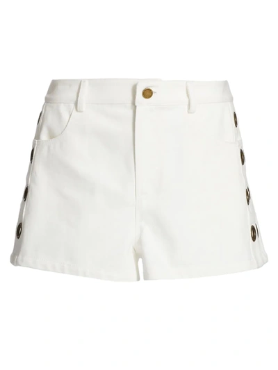 Shop Monse Women's Grommeted Denim Shorts In White