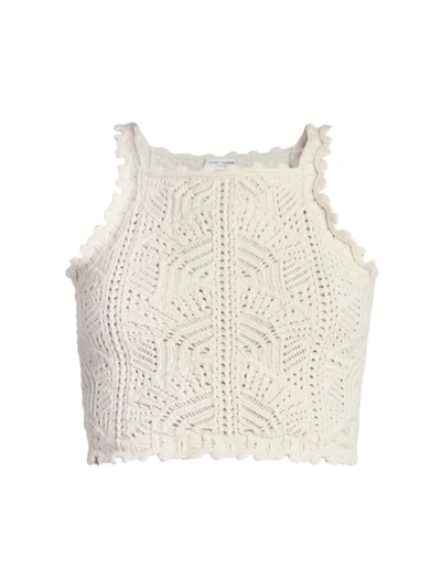 Shop Saint Laurent Crochet Wool Crop Top In Naturel