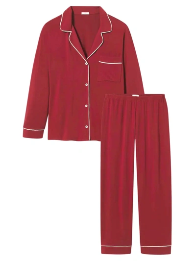 Shop Eberjey Women's Gisele Long Pajama Set In Sangria Bone