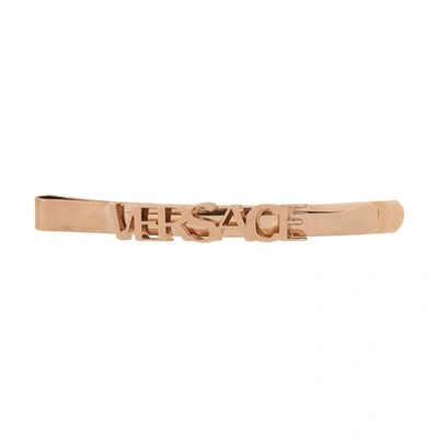 Shop Versace Logo Hair Pin In Gold