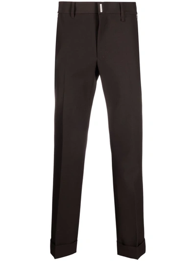 Shop Givenchy Slim-fit Tailored Wool Trousers In Braun