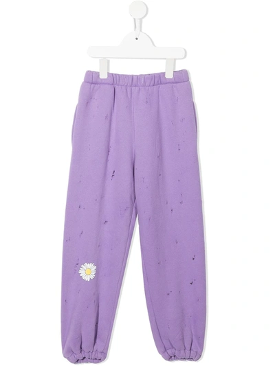 Shop Natasha Zinko Distressed Track Pants In Purple