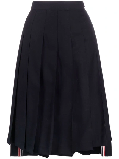 Shop Thom Browne Super 120s Twill Pleated Skirt In Blue